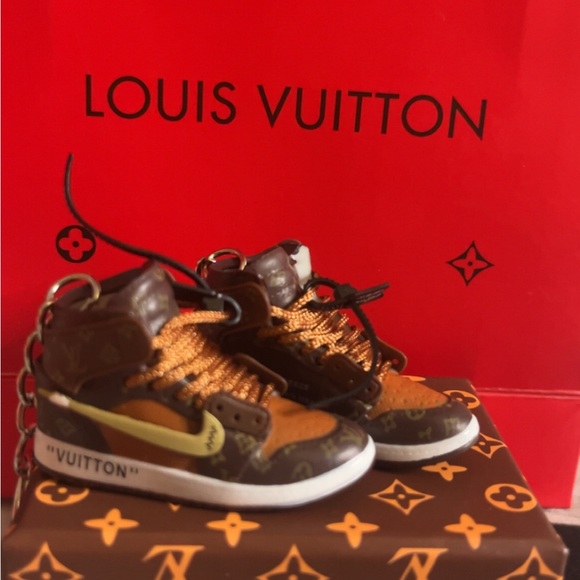 Louis Vuitton Other - Louis Vuitton Brown and Gold High-Top Sneakers KeyChain with Bag and ShoeBox